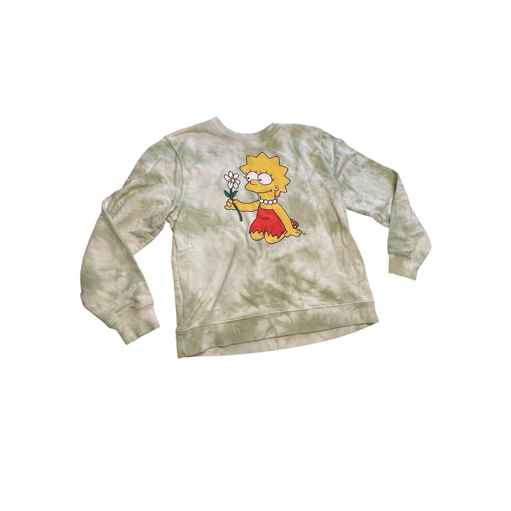 The Simpsons Lisa Sweatshirt Green Tie Dye Womens‎ Size Large 90s Cartoons Y2K